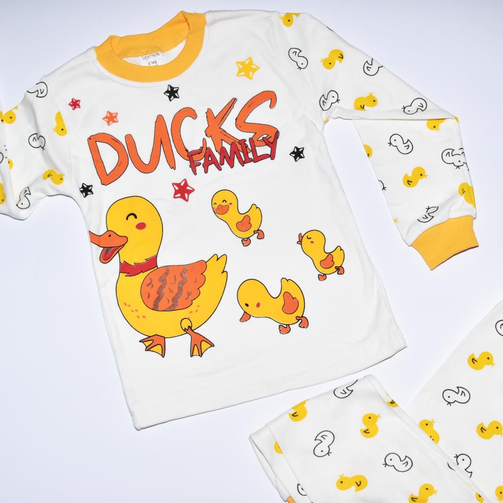 Ducks Famıly yazılı Ördek Desenli Pijama Takımı